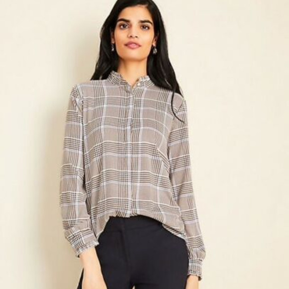 Ann Taylor Tops - Ann Taylor Plaid Ruffle Blouse